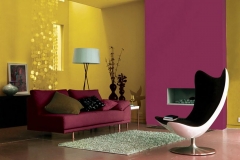 Pintores: Sala colores mostaza y fusia