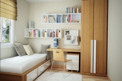 Dormitorio blanco sucio de roble claro