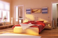 Dormitorio color rosáceo
