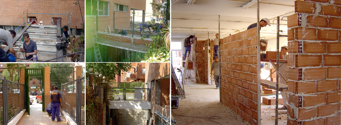 Ejecución de pasarela y tabiques en colegio privado Arcolinea: Servicios y reformas. Mano de obra de varios oficios de construcción. Ejecutando una pasarela de colegio y tabiques de ladrillo de varias salas de distribución.