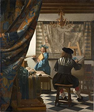 Pintor pintando a una mujer Imagen clásica 2: Pintor pintando un retrato de mujer en dormitorio (Arcolinea)
